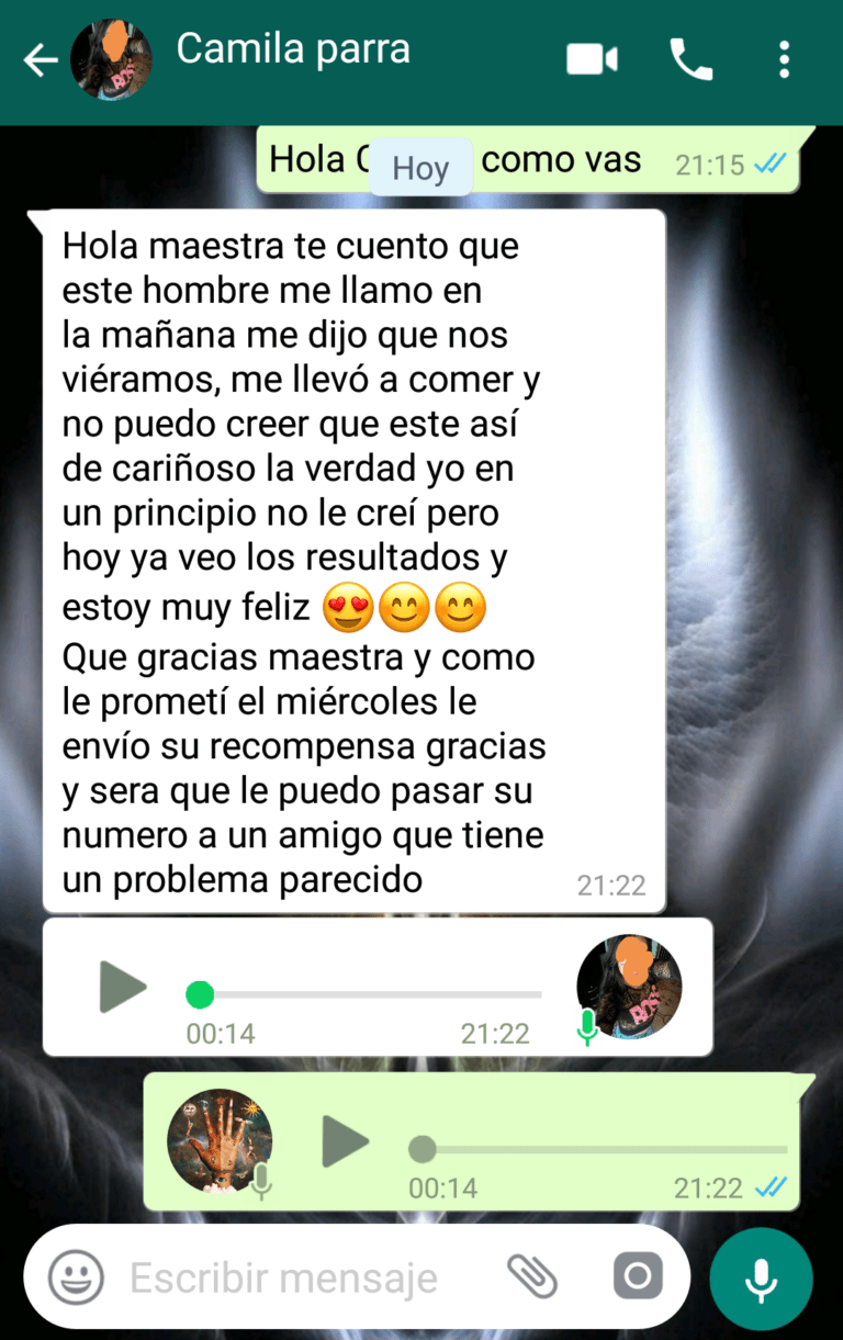 testimonio de éxito recupero volvio regreso con ña ex pareja el ser amado con amarre de amor con magia blanca